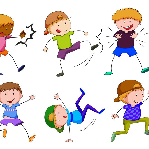 Boy and girl in different poses